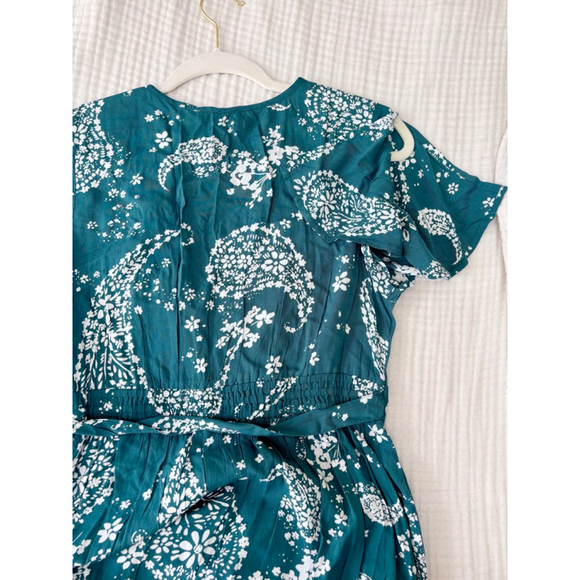 Women's Patrons of Peace Teal White Paisley Maxi Dress S Rayon - Picture 8 of 11